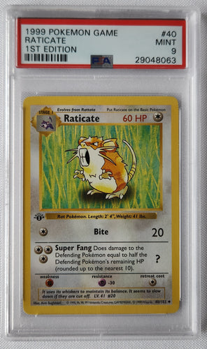 1999 Pokemon Trading Card Game Raticate 1st Edition Base Set PSA 9