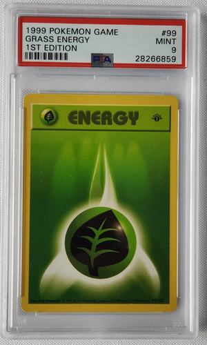 1999 Pokemon Trading Card Game Grass Energy 1st Edition Base Set PSA 9