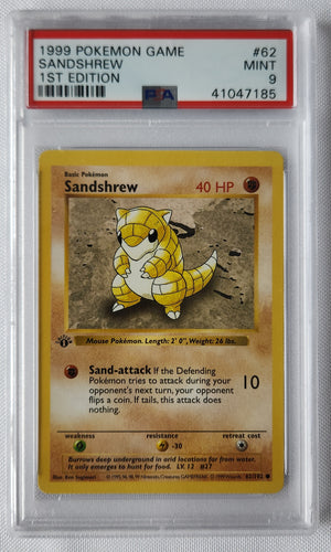 1999 Pokemon Trading Card Game Sandshrew 1st Edition Base Set PSA 9