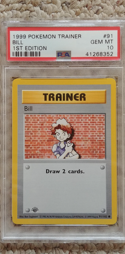Pokemon 1999 Base Set 1st Edition Shadowless Bill Trainer PSA 10